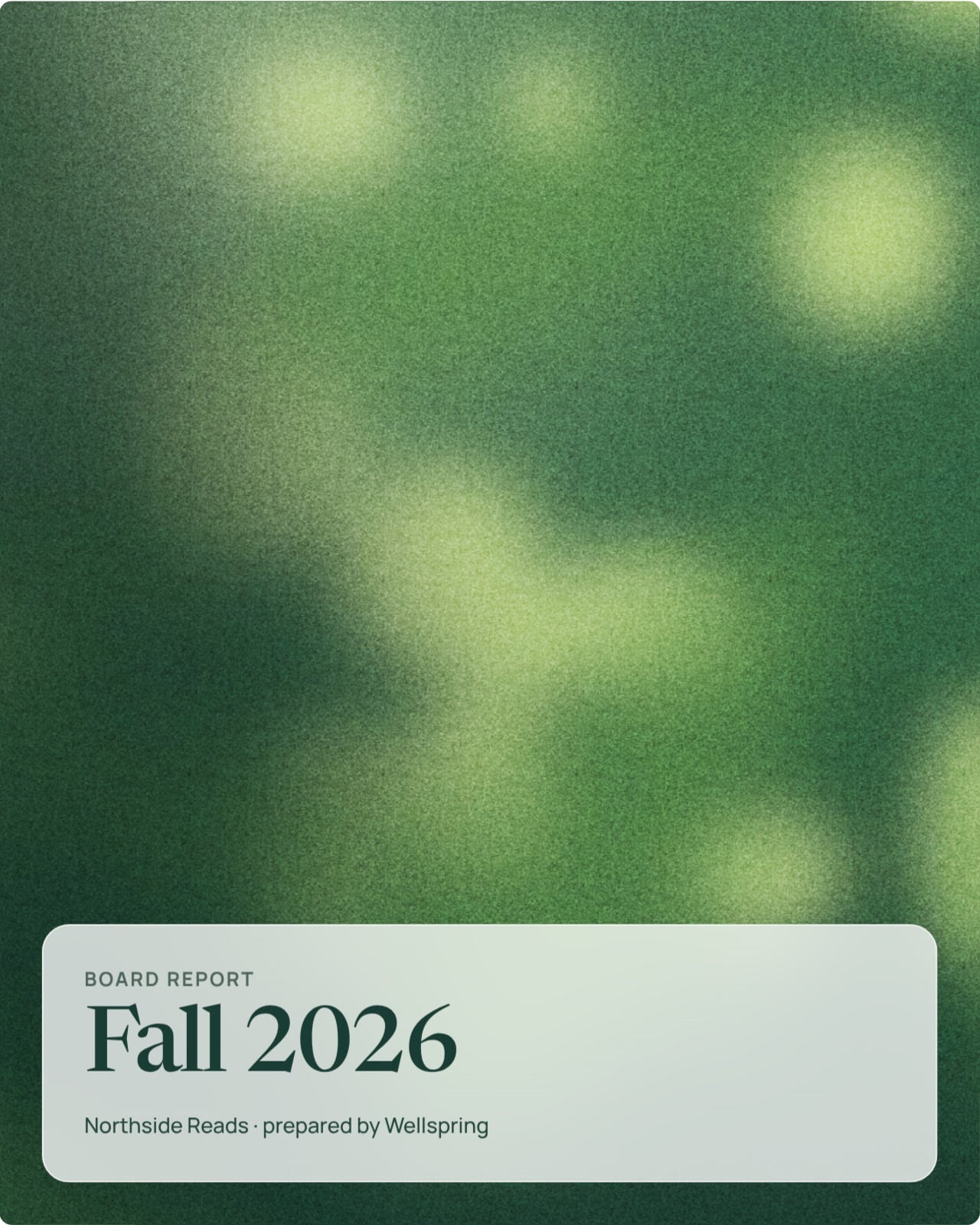 Wellspring board report cover on the Canopy scene